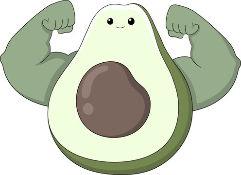 recommend clip art: avocado fruit is flexing strong muscles