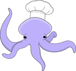 Adorable Octopus Chef Wearing A White Hat With Playful Expression