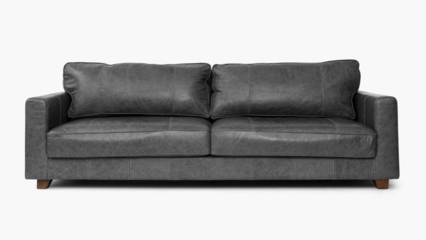 Modern leather sofa png mockup living room furniture