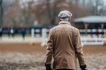 Generative AI photo image of person who ride horse, equestrian professional sport profession