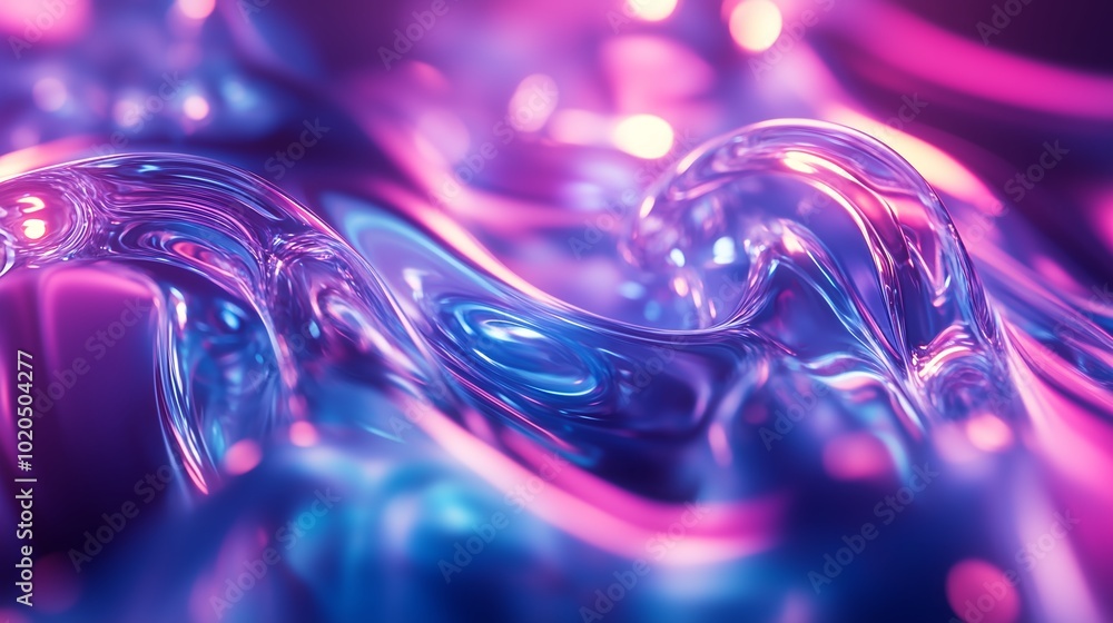 Poster colorful abstract waves with a luminous glow in a serene environment showcasing swirling patterns an