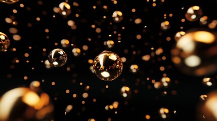 Illuminating Golden Bubbles in a Dark and Elegant Atmosphere