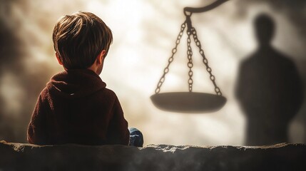 conceptual image representing the emotional effects of divorce court on a child emphasizing the importance of child advocacy and custody rights during parental separation