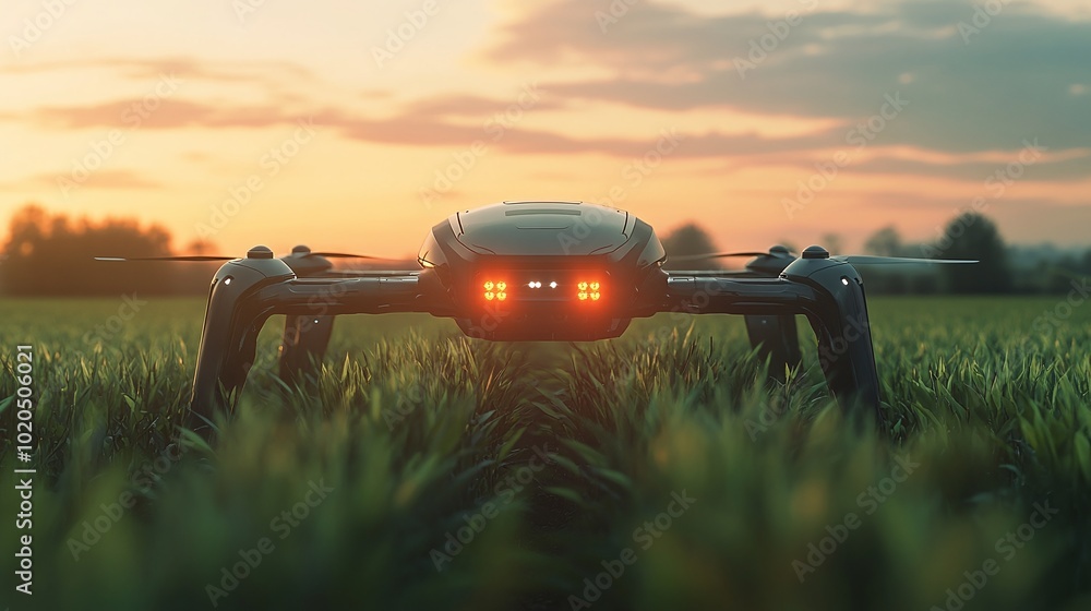 Poster smart farming innovation with an advanced autonomous robot drone equipped with ai technology and sen