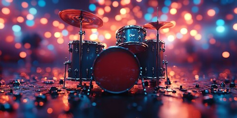 Vibrant Drum Set with Light Effects