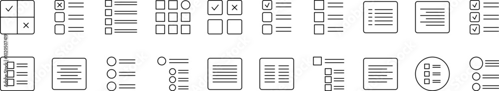 Aufkleber menu and list in interface line icon collection. editable stroke. perfect for infographics, articles