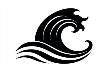 black and white sea wave