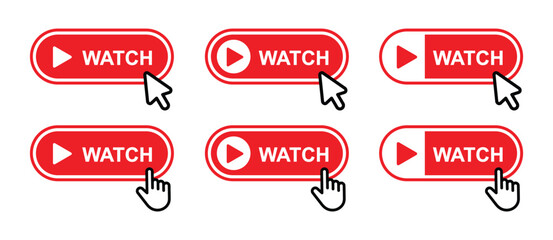 Watch click button set icon, vector illustration
