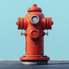 Fototapeta premium Red Fire Hydrant on Pole