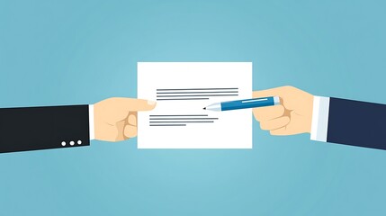 Two Hands, One Holding a Blank Document, the Other Holding a Pen, Ready to Sign