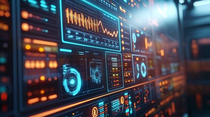 Obraz premium smart power grid interface highlighting data analysis and market trends with energy consumption monitoring and price graphs providing efficient grid management solutions