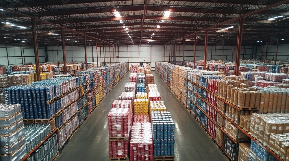 Poster efficient warehouse operations focusing on organized logistics inventory management space optimizati