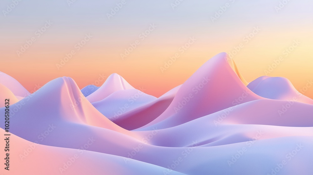 Canvas Prints Serene pastel mountains at sunset with gentle curves and soft textures in a tranquil landscape