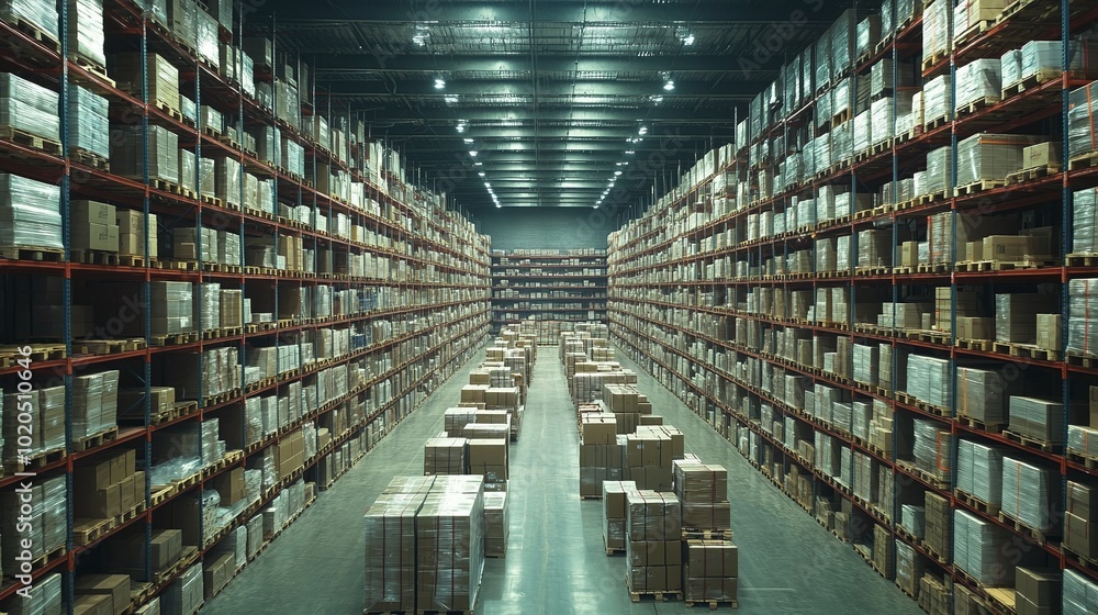 Poster efficient warehouse operations focusing on organized logistics inventory management space optimizati