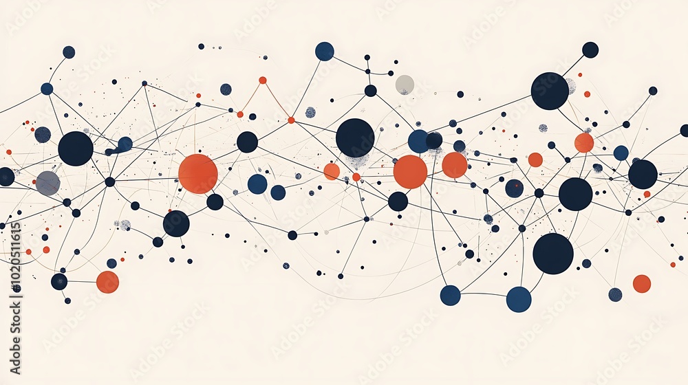 Poster abstract network of interconnected circles and lines