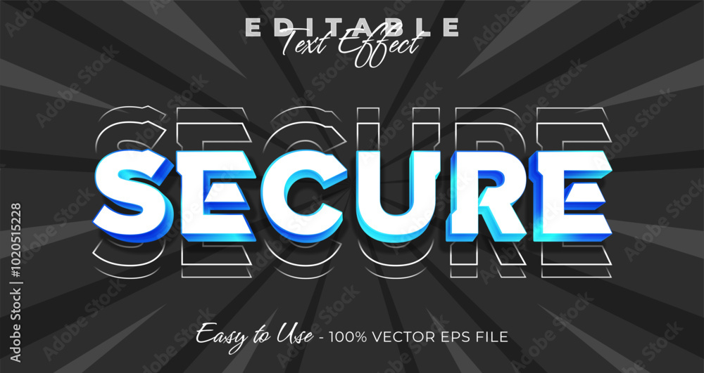 Poster secure typography trendy editable text effect