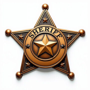Sheriff golden star isolated on white background. Sheriff badge