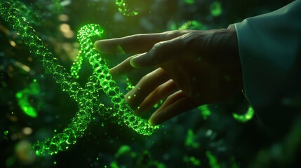 The Hand Touching Green Molecules