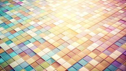 Forced perspective abstract background with soft color squares tile backdrop
