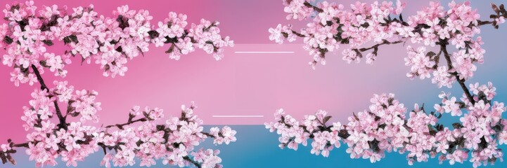 Fototapeta premium Delicate Pink Cherry Blossoms on Vibrant Background