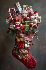 Christmas Stocking Overflowing with Toys