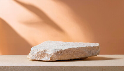 Blank product podium. Minimal scene mockup with beige stone, product podium with copy space, promotions, cosmetic product showcases. copy space