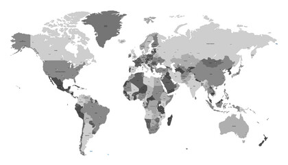 World map. Modern color vector map. Silhouette map.
