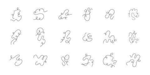 Abstract doodle line art. Set of monoline art element.