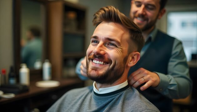 Man in a barbershop having his hair cut