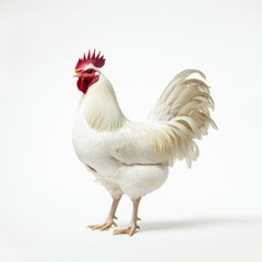 Fototapeta premium white hen isolated on white, studio shot