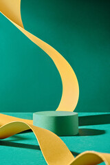 Ideal for showcasing product presentations, it features an emerald backdrop and a close-up of a...