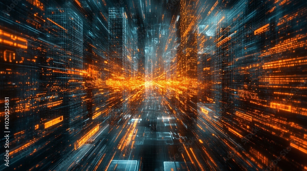 Poster abstract digital transformation showcasing the integration of advanced technology in the corporate w