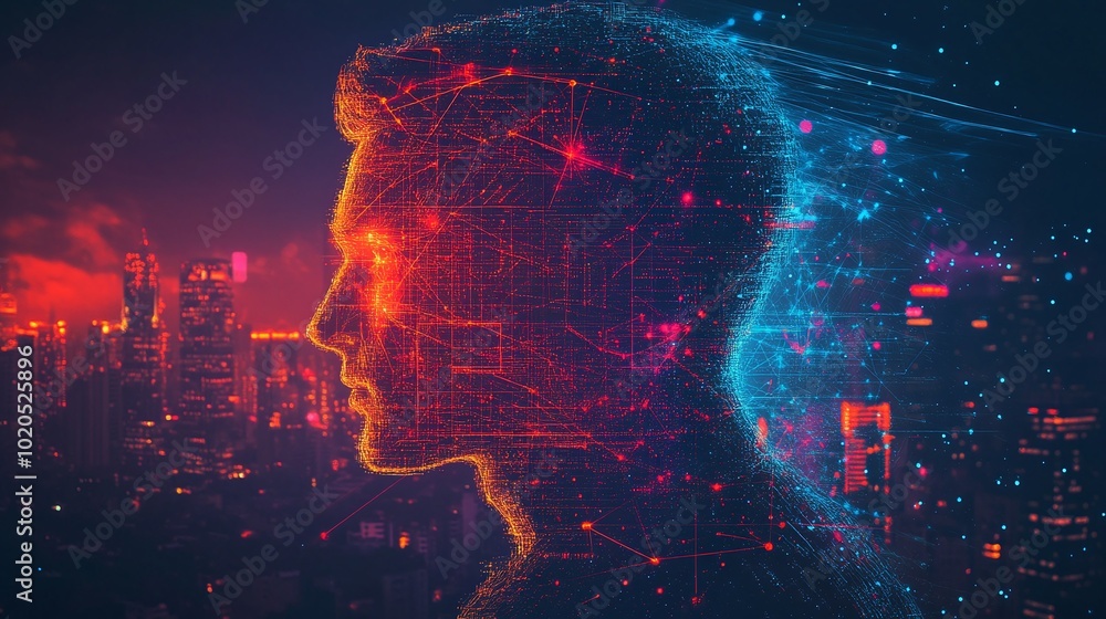 Poster abstract digital transformation showcasing the integration of advanced technology in the corporate w