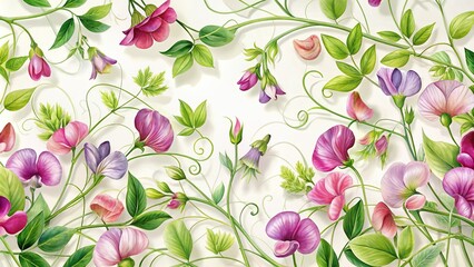 Floral pattern with pea blossoms