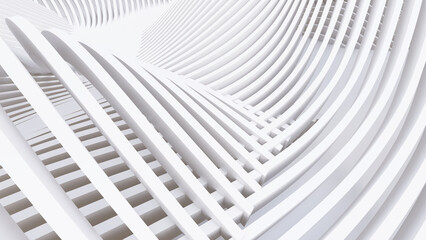 Abstract Curved Shapes. White Circular Background.