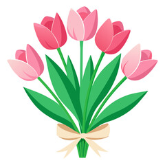 Fototapeta premium Bouquet of pink tulips vector illustration