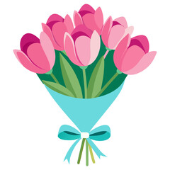 Bouquet of pink tulips vector illustration