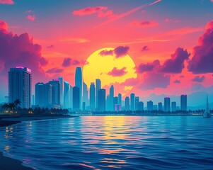 Fototapeta premium sunrise over the city