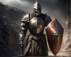 Naklejka premium medieval knight with sword