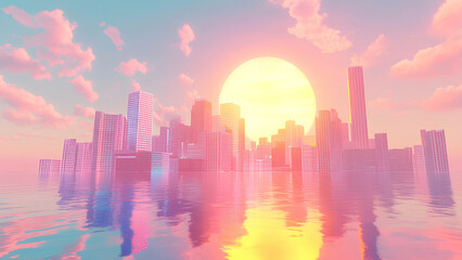 Fototapeta premium sunset over city