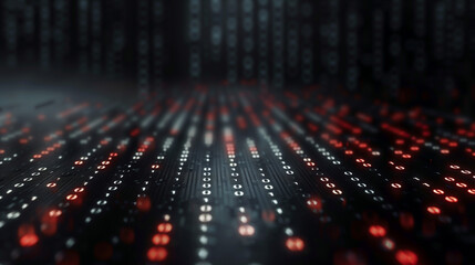 Representation of binary code in abstract beauty. Glowing numbers of binary code merge with space