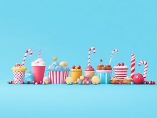 Holiday sweets and treats stand, winter festival, flat design illustration