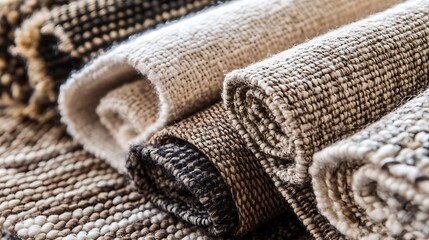 Rolled Up Woven Fabric Texture in Beige and Brown Tones
