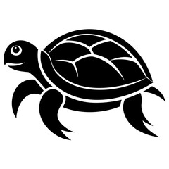 Turtle Black silhouette vector illustration, Vector Icon