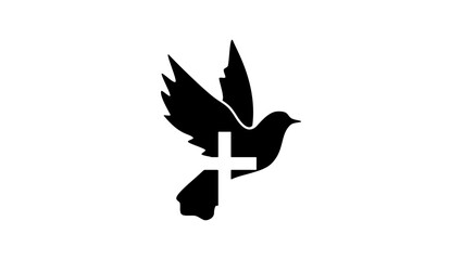 Fototapeta premium pigeon cross logo, black isolated silhouette