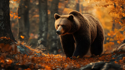 Obraz premium Brown bear in autumn forest.