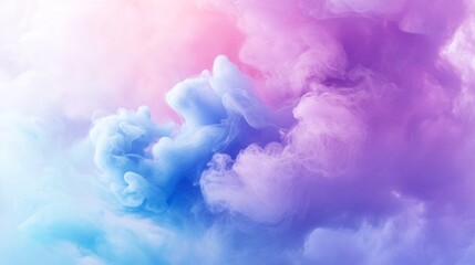 Naklejka premium A mesmerizing cloud of colored ink mixing in water, showcasing vibrant hues of purple, blue, and pink, presented on a bright white background for versatile designs.