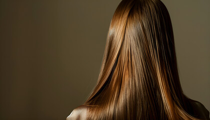 Naklejka premium Long brown hair. Back view