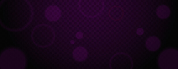 Abstract purple bokeh light effect with glowing particles on transparent background. Blurred circles in dark atmosphere