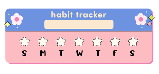 Cute weekly Habit tracker planner template vector illustration